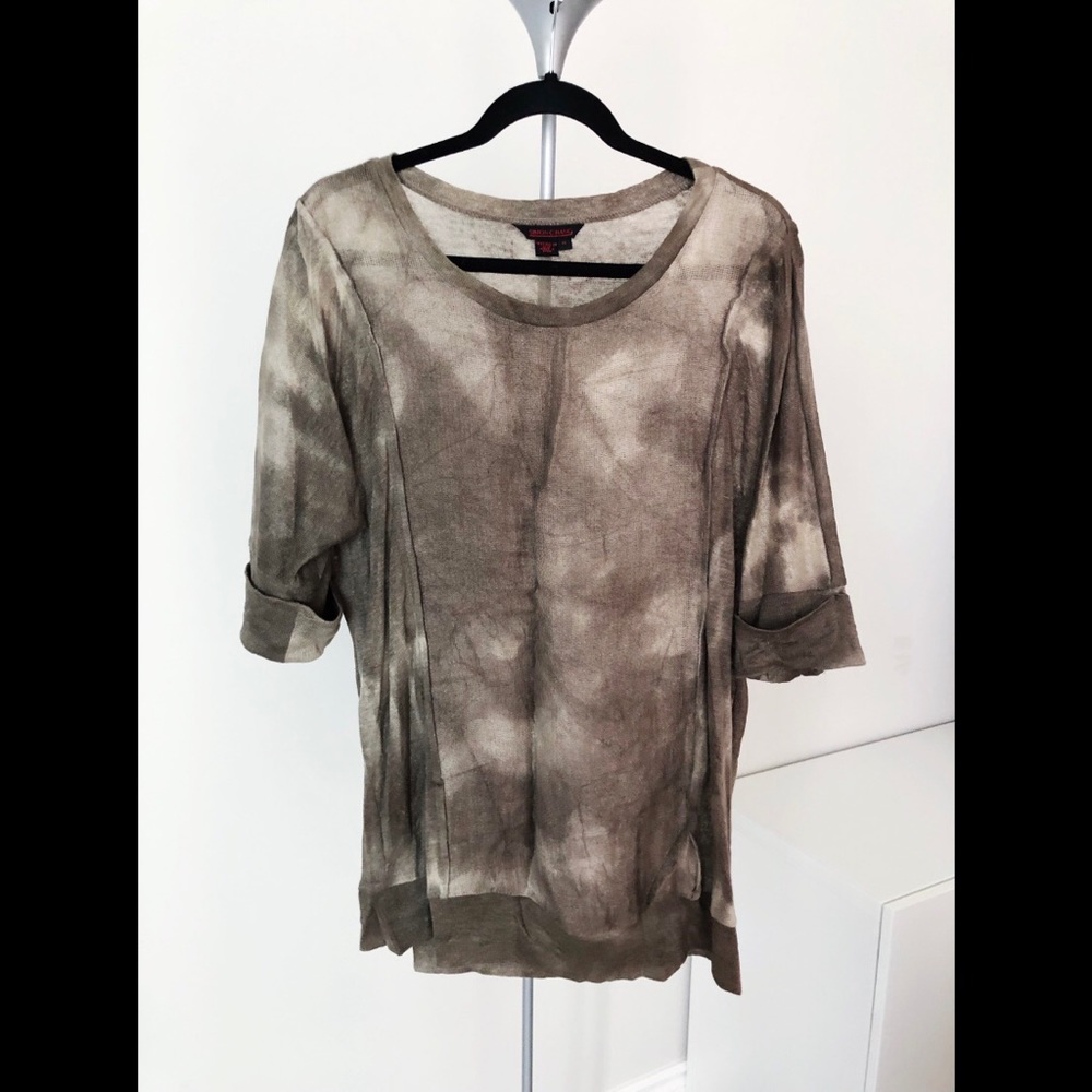 NWOT Simon Chiang Size Medium Brown Tan Shirt Top